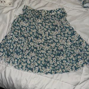 Blue floral patterned skirt and top set